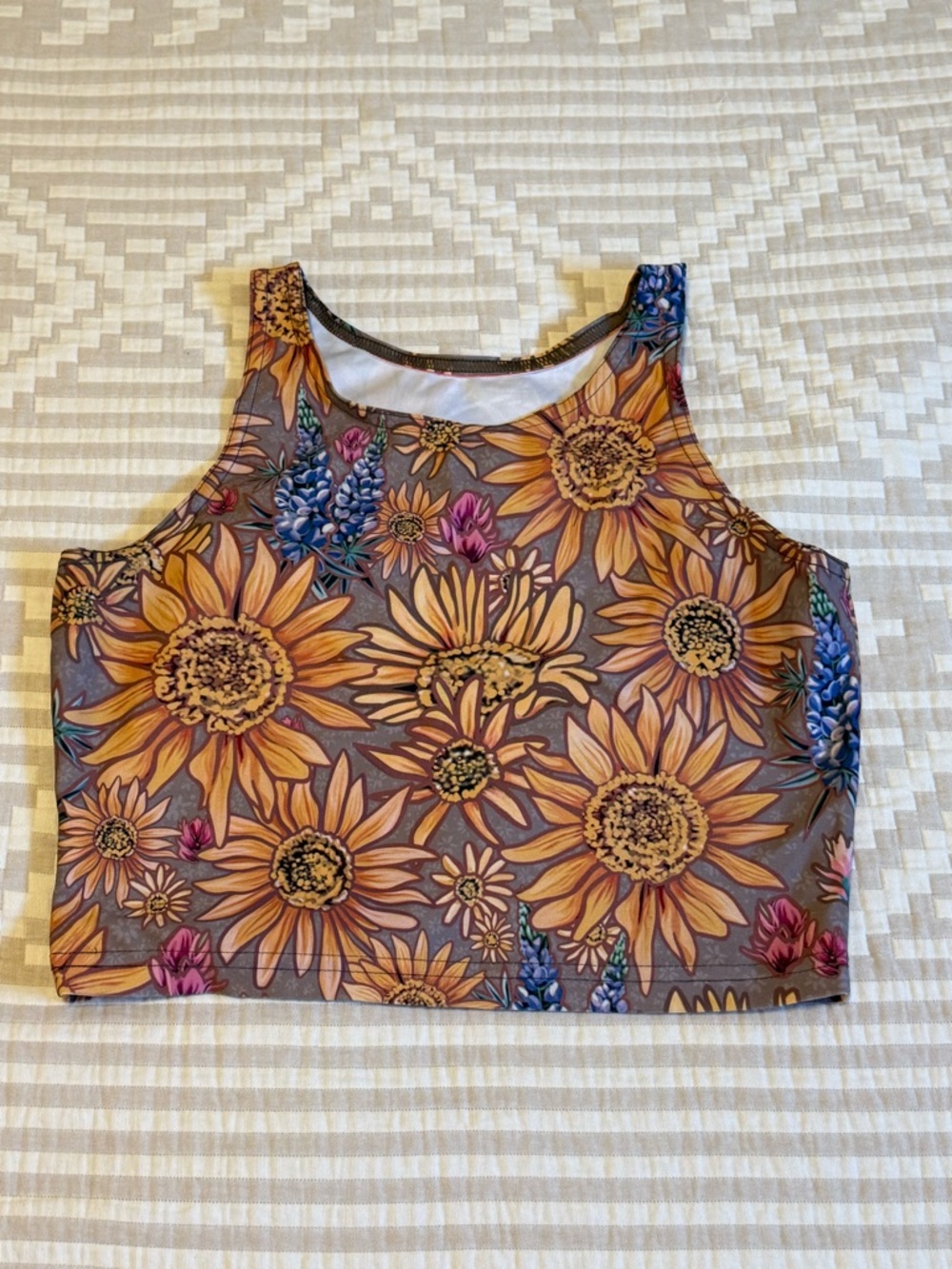 Rachel Pohl Art Sunflower Print Cropped Tank